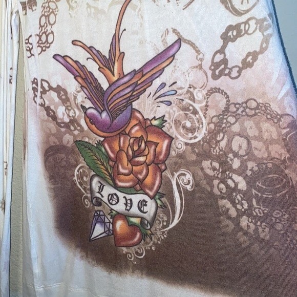 women babydoll y2k 90s dress tattoo rock art maxi M bird heart empire tparty - Picture 6 of 12